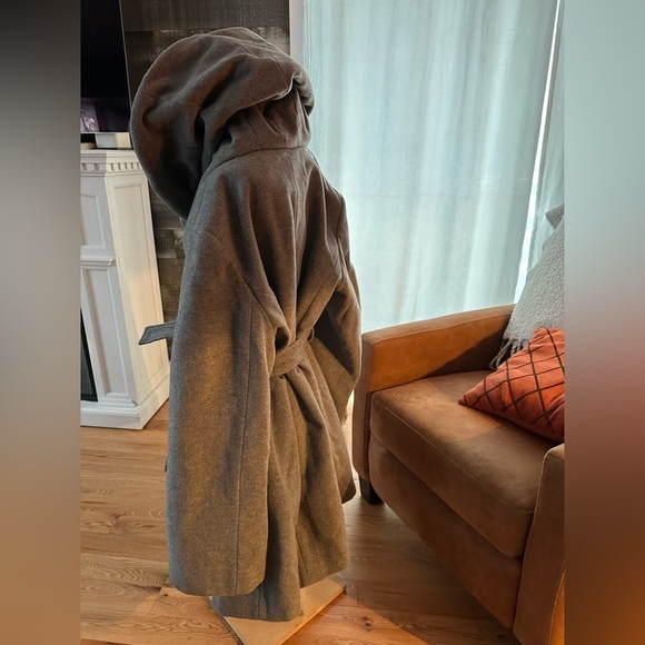 Tahari womens Double Face Wool Blend Wrap Coat With Oversized Collar - Picture 12 of 16